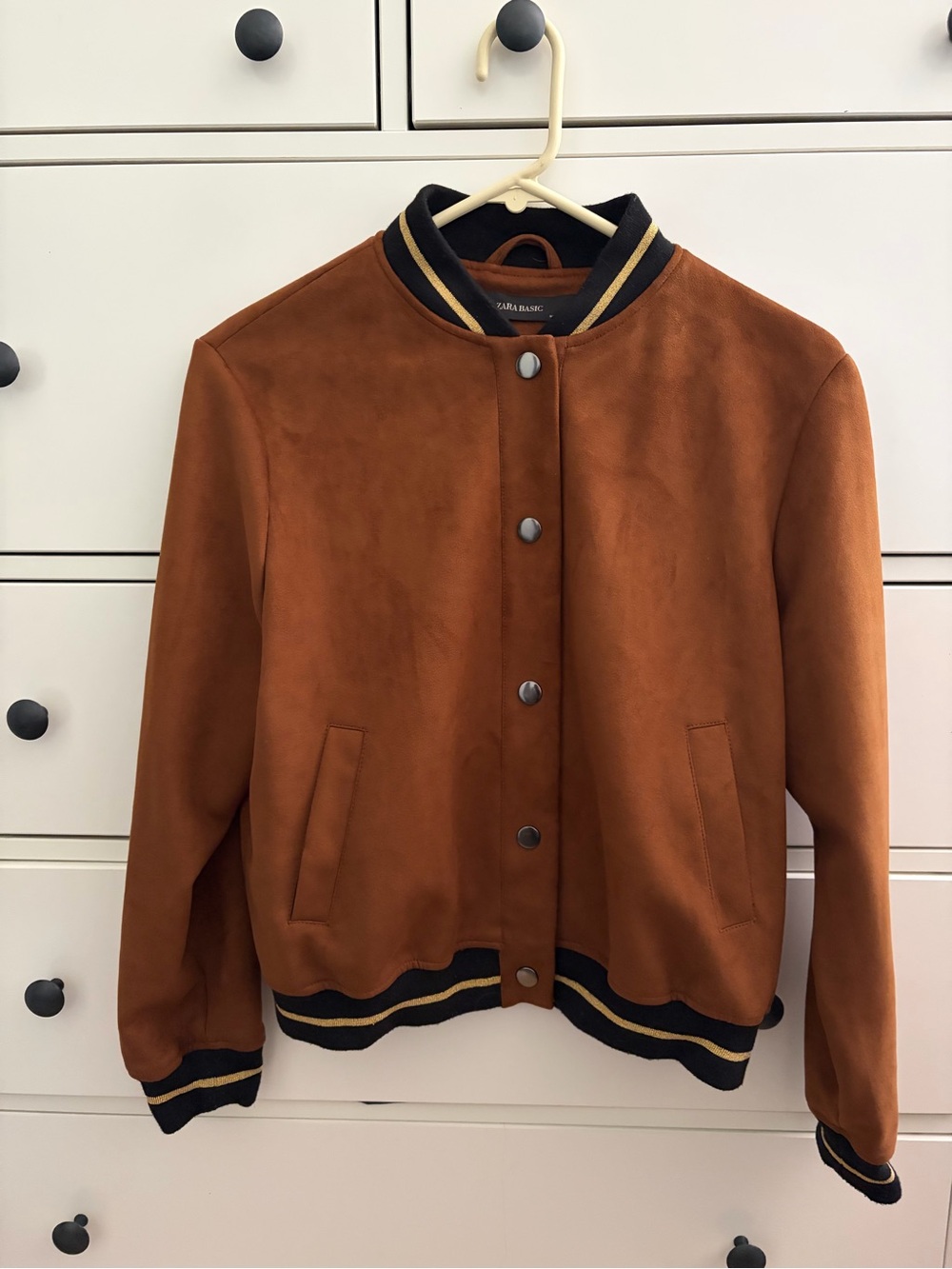 ZARA faux suede bomber jacket brown size M - Picture 5 of 7